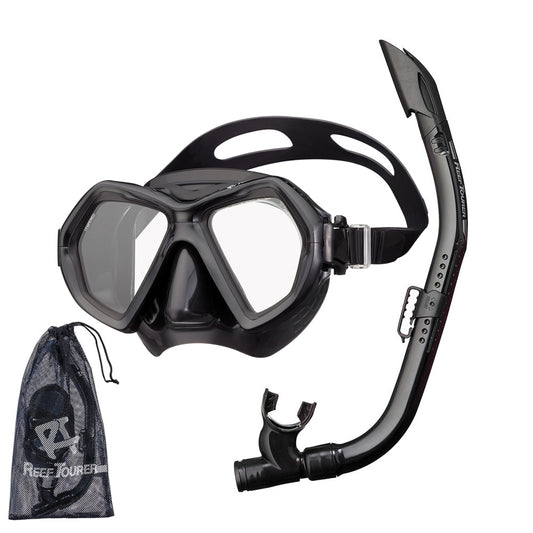 Adult X-Plore 2-Window Mask & Snorkel Combo, Black/Black
