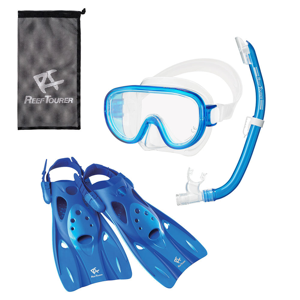 Adult Mask and Snorkel Combo, 2-window Mask, Fabric Strap, Splash Guard Snorkel 2024