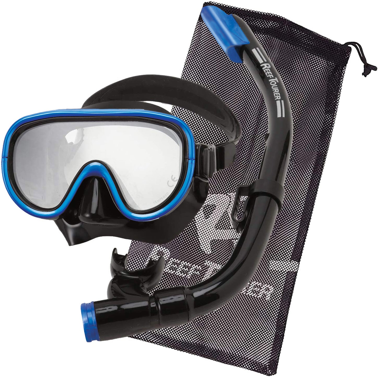 Adult Single-Window Mask & Snorkel Combo, Black/Metallic Blue