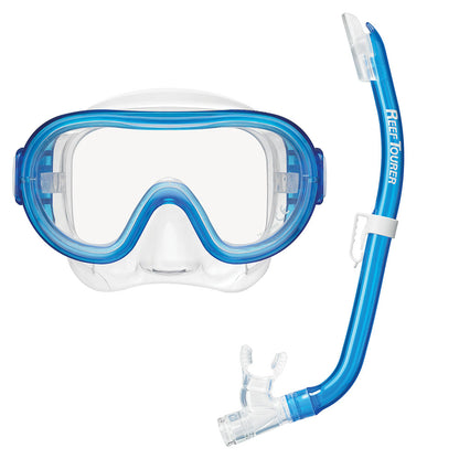 Youth Single-Window Mask & Snorkel Set, Clear Blue