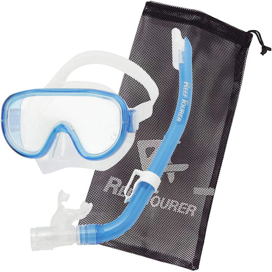Youth Single-Window Mask & Snorkel Set, Clear Blue