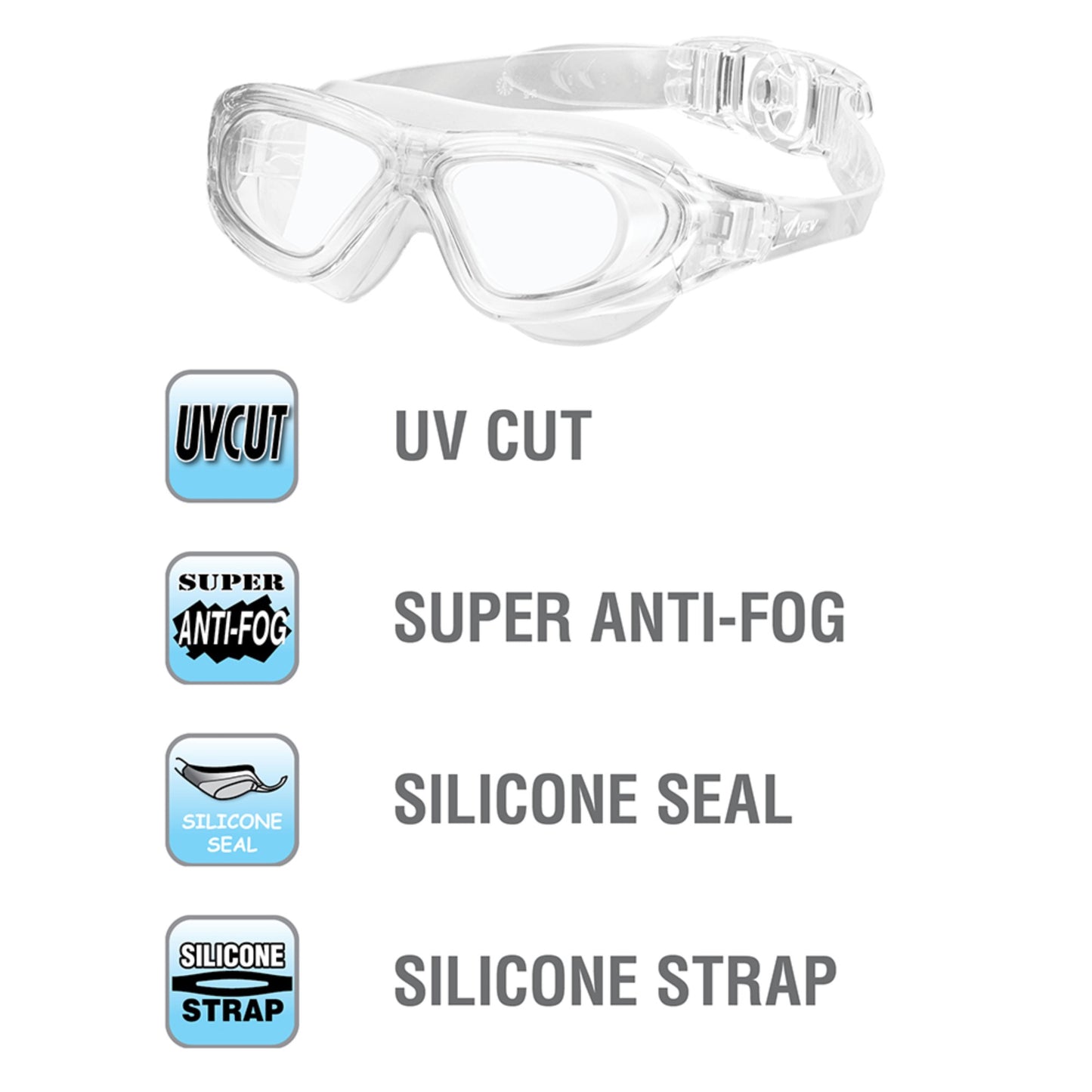 Xtreme Swim Goggles V-1000, Clear